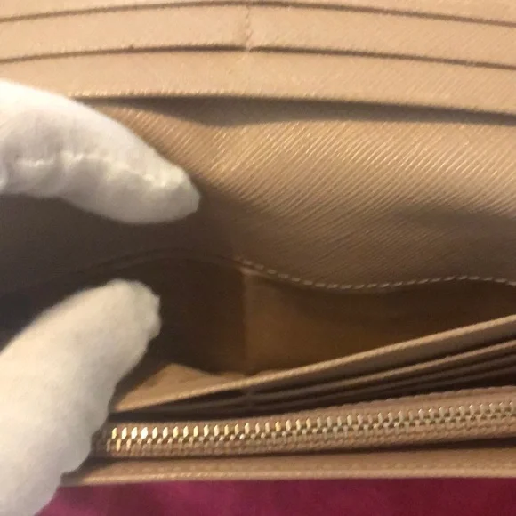 PRADA Vitello Continental Flap Travel Wallet, Cammeo